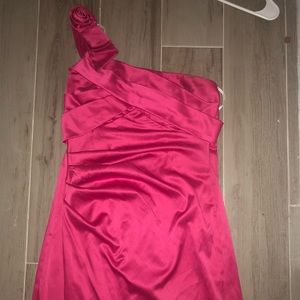 Hot Pink One Shoulder Cocktail Dress